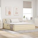 vidaXL Ágy tárolóval és matraccal matracmal Krém 160 x 200 cm Faanyag