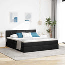 vidaXL Ágy tárolóval és matraccal Fekete 180 x 200 cm Faanyag