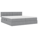 vidaXL Ágy tárolóval és matraccal Világosszürke 200 x 200 cm Faanyag
