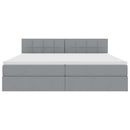 vidaXL Ágy tárolóval és matraccal Világosszürke 200 x 200 cm Faanyag