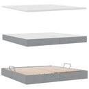 vidaXL Ágy tárolóval és matraccal Világosszürke 200 x 200 cm Faanyag