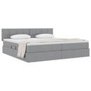 vidaXL Ágy tárolóval és matraccal Világosszürke 200 x 200 cm Faanyag