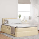vidaXL Ágy tárolóval és matraccal matracmal Krém 120 x 190 cm Faanyag