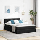 vidaXL Ágy tárolóval és matraccal Fekete 140 x 190 cm Faanyag