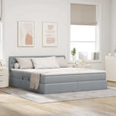 vidaXL Ágy tárolóval és matraccal Világosszürke 160 x 200 cm Faanyag