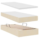 vidaXL Ágy tárolóval és matraccal Krém 90 x 190 cm Bársony