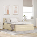vidaXL Ágy tárolóval és matraccal matracmal Krém 140 x 190 cm Faanyag