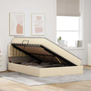 vidaXL Ágy tárolóval és matraccal matracmal Krém 140 x 190 cm Faanyag