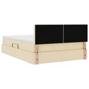 vidaXL Ágy tárolóval és matraccal matracmal Krém 140 x 190 cm Faanyag