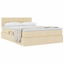 vidaXL Ágy tárolóval és matraccal matracmal Krém 140 x 190 cm Faanyag