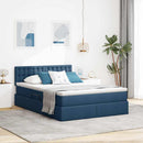 vidaXL Ágy tárolóval és matraccal fejtámlával Kék 140 x 200 cm Bársony