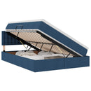 vidaXL Ágy tárolóval és matraccal fejtámlával Kék 140 x 200 cm Bársony