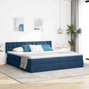 vidaXL Ágy tárolóval és matraccal matracmal Kék 200 x 200 cm Faanyag