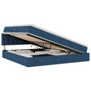 vidaXL Ágy tárolóval és matraccal matracmal Kék 200 x 200 cm Faanyag