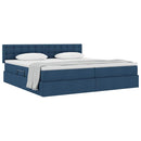 vidaXL Ágy tárolóval és matraccal matracmal Kék 200 x 200 cm Faanyag