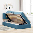 vidaXL Tárolós Ágy fejtámlával Sötét kék 90 x 190 cm Bársony