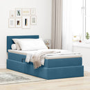 vidaXL Tárolós Ágy fejtámlával Sötét kék 90 x 200 cm Bársony