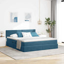 vidaXL Tárolós Ágy matracmal tárolóval Sötét kék 180 x 200 cm Bársony