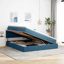 vidaXL Tárolós Ágy matracmal tárolóval Sötét kék 180 x 200 cm Bársony