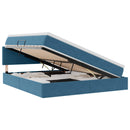 vidaXL Tárolós Ágy matracmal tárolóval Sötét kék 180 x 200 cm Bársony