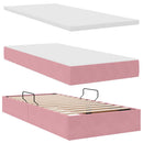 vidaXL Tárolós Ágy matracmal tárolóval Rózsaszín 100 x 200 cm Bársony