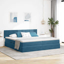 vidaXL Tárolós Ágy matracmal tárolóval Sötét kék 200 x 200 cm Bársony