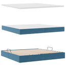 vidaXL Tárolós Ágy matracmal tárolóval Sötét kék 200 x 200 cm Bársony
