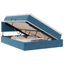 vidaXL Tárolós Ágy matracmal tárolóval Sötét kék 140 x 200 cm Bársony