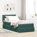 vidaXL Tárolós Ágy matracmal fejtámlával Sötétzöld 90 x 190 cm Bársony