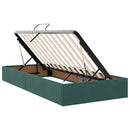vidaXL Tárolós Ágy matracmal fejtámlával Sötétzöld 90 x 190 cm Bársony