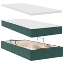 vidaXL Tárolós Ágy matracmal fejtámlával Sötétzöld 90 x 190 cm Bársony