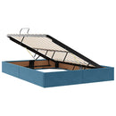 vidaXL Tárolós Ágy matracmal tárolóval Sötét kék 140 x 190 cm Bársony