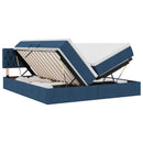 vidaXL Tárolós Ágy matracmal fejtámlával Kék 180 x 200 cm Műbőr
