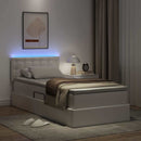 vidaXL Ágy tárolóval és LED lámpával Tiszta Fehér 100 x 200 cm Műbőr