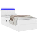 vidaXL Ágy tárolóval és LED lámpával Tiszta Fehér 100 x 200 cm Műbőr