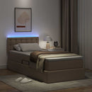 vidaXL Ágy tárolóval és LED lámpával tárolóval Kávé 100 x 200 cm Műbőr