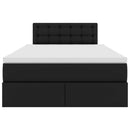 vidaXL Ágy tárolóval és LED lámpával Fekete 120 x 190 cm Műbőr