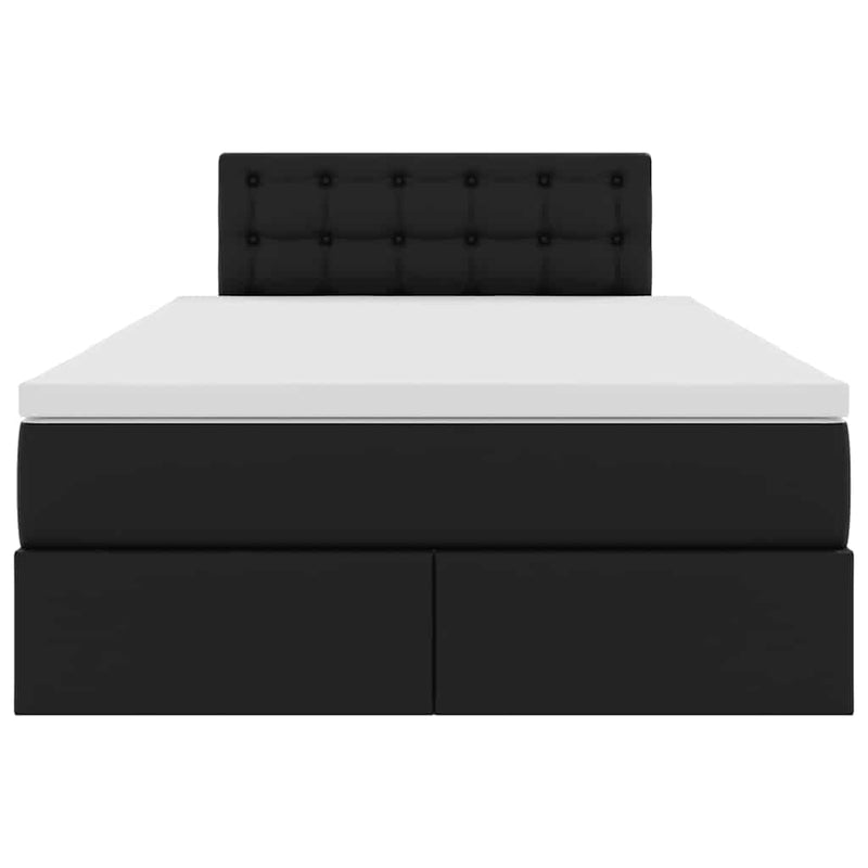 vidaXL Ágy tárolóval és LED lámpával Fekete 120 x 190 cm Műbőr