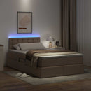 vidaXL Ágy tárolóval és LED lámpával Cappuccino 120 x 190 cm Műbőr