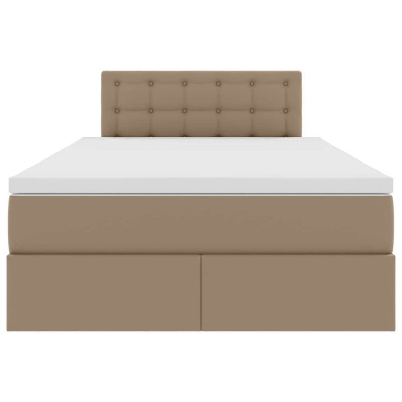 vidaXL Ágy tárolóval és LED lámpával Cappuccino 120 x 190 cm Műbőr