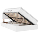 vidaXL Ágy tárolóval és LED lámpával Tiszta Fehér 120 x 200 cm Műbőr