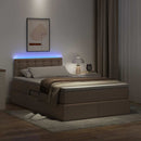 vidaXL Ágy tárolóval és LED lámpával tárolóval Kávé 120 x 200 cm Műbőr
