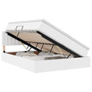 vidaXL Ágy tárolóval és LED lámpával Tiszta Fehér 140 x 190 cm Műbőr