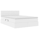 vidaXL Ágy tárolóval és LED lámpával Tiszta Fehér 140 x 190 cm Műbőr