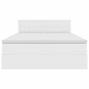 vidaXL Ágy tárolóval és LED lámpával Tiszta Fehér 140 x 190 cm Műbőr