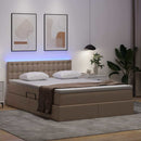 vidaXL Ágy tárolóval és LED lámpával matracmal Kávé 140 x 200 cm Műbőr