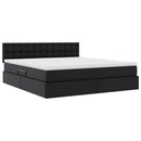 vidaXL Ágy tárolóval és LED lámpával leddel Fekete 160 x 200 cm Műbőr