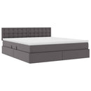 vidaXL Ágy tárolóval és LED lámpával leddel Szürke 180 x 200 cm Műbőr