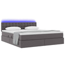vidaXL Ágy tárolóval és LED lámpával leddel Szürke 180 x 200 cm Műbőr