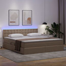 vidaXL Ágy tárolóval és LED lámpával matracmal Kávé 180 x 200 cm Műbőr